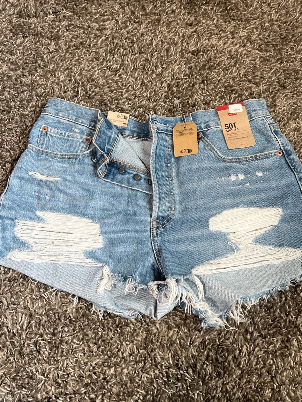 Levi's Light Blue Distressed Women's Denim Shorts
